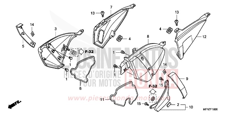 SEITENABDECKUNG von CB1000R ABS PEARL COOL WHITE (NHA16) von 2010